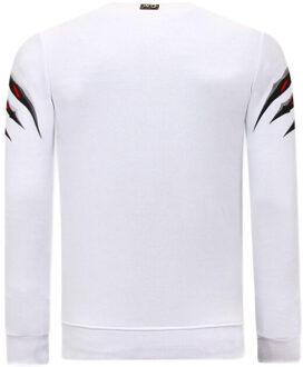Sweater met print tiger head - maat XXL Wit