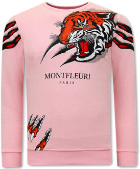 Sweater met print tiger head Roze - L