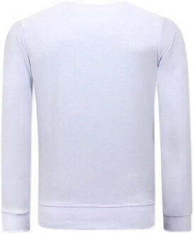 Sweater met print tiger poster - maat XXL Wit