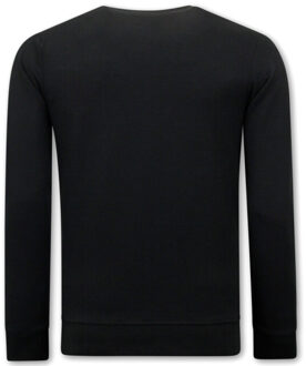 Sweater met print tiger poster Zwart - XXL