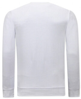 Sweater met print uzi does it - maat XL Wit