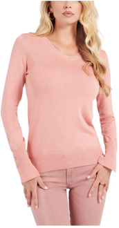 Sweater Met V-Hals Roze - L