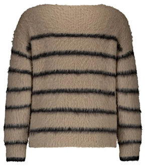 Sweater srb4616 fuzzy stripe latte/black Veelkleurig - XXL