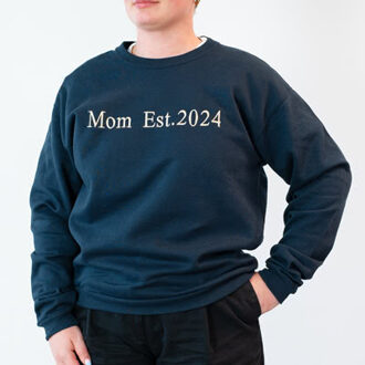 Sweater Unisex Zwart L met borduring