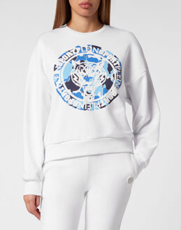 Sweatshirt Carbon Tiger - maat L Wit/Blauw