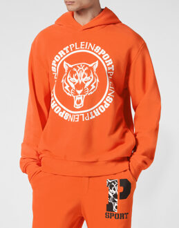 Sweatshirt Met Capuchon Carbon Tiger Oranje - S