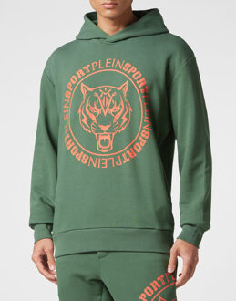 Sweatshirt Met Capuchon Tiger - maat L Groen
