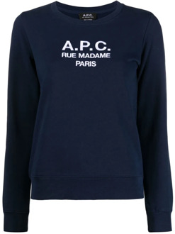 Sweatshirt met geborduurd logo van biologisch katoen A.p.c. , Blue , Dames - S,Xs