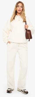 Sweatshirt Met Kraag En Knoopdetail & Joggertracksuit Met Rechte Pijpen, Cream - XL