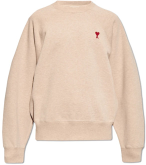 Sweatshirt met logo Ami Paris , Beige , Heren - 2Xl,Xl,S,Xs,3Xl
