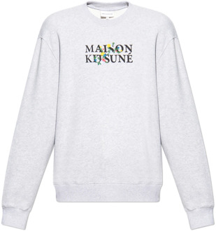 Sweatshirt met logo Maison Kitsuné , Gray , Heren - Xl,L,M,S