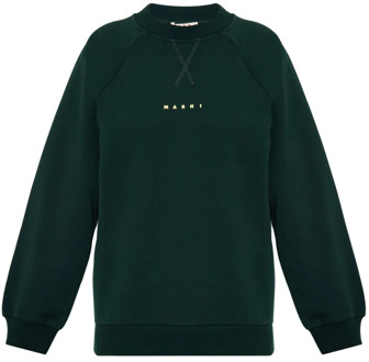 Sweatshirt met logo Marni , Green , Dames - 3Xs,2Xs