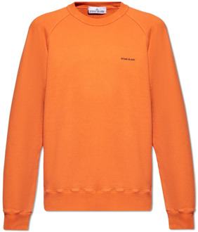 Sweatshirt met logo Stone Island , Orange , Heren - L,M,S