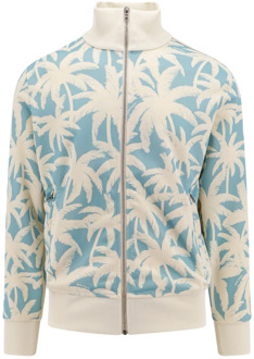 Sweatshirt met Palms Print Palm Angels , Blue , Heren - Xl,L,M,S