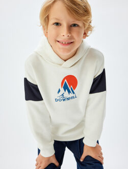 SWEATSHIRTS Capuchon kraag geborduurd Sweatshirt Ecru