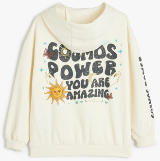 SWEATSHIRTS Capuchon kraag Met drukwerk Sweatshirt Ecru