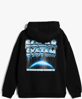 SWEATSHIRTS Capuchon kraag Met drukwerk Sweatshirt Zwart