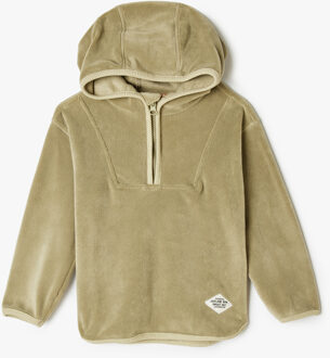 SWEATSHIRTS Groen Fleece Sweatshirt met Capuchon en Half Rits