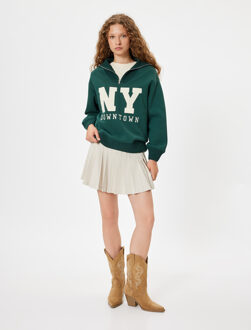 SWEATSHIRTS Halve ritssluiting geborduurd Sweatshirt Groen