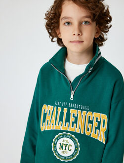 SWEATSHIRTS Halve ritssluiting geborduurd Sweatshirt Groen
