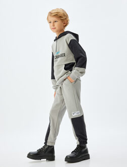 SWEATSHIRTS Halve ritssluiting met capuchon Met gebruik van twee verschillende stoffen Sweatshirt Grijs