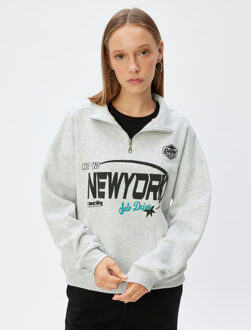 SWEATSHIRTS Halve ritssluiting Met drukwerk Sweatshirt Lichtgrijs