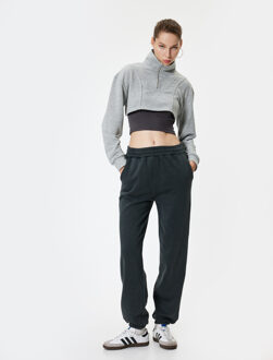 SWEATSHIRTS Halve ritssluiting Met gebruik van twee verschillende stoffen Sweatshirt Grijs