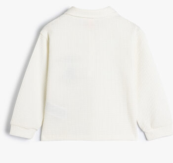 SWEATSHIRTS Overhemdkraag geborduurd Sweatshirt Ecru