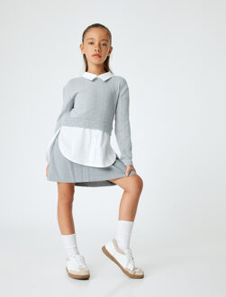 SWEATSHIRTS Overhemdkraag Met gebruik van twee verschillende stoffen Sweatshirt Lichtgrijs