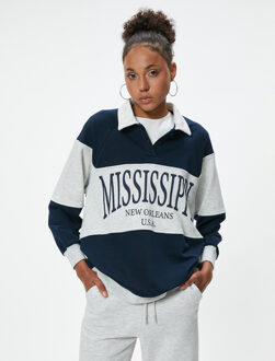 SWEATSHIRTS Polokraag Met kleurblokken Sweatshirt Navy