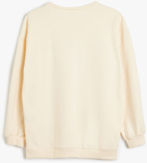 SWEATSHIRTS Rechte kraag Met drukwerk Sweatshirt Beige