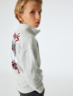 SWEATSHIRTS Rechte kraag Met drukwerk Sweatshirt Lichtgrijs