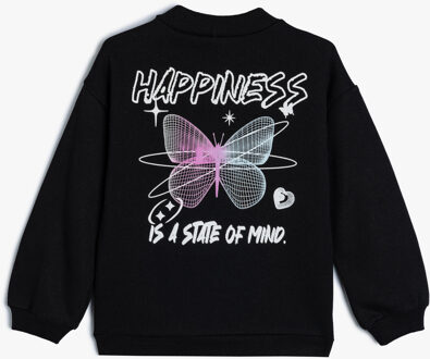 SWEATSHIRTS Rechte kraag Met drukwerk Sweatshirt Zwart