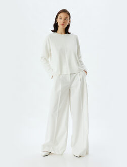 SWEATSHIRTS Rechte kraag Met gebruik van twee verschillende stoffen Sweatshirt Ecru