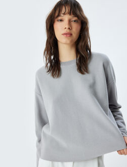 SWEATSHIRTS Rechte kraag Met gebruik van twee verschillende stoffen Sweatshirt Grijs