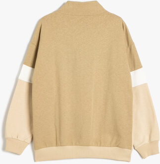 SWEATSHIRTS Rechte kraag Met kleurblokken Sweatshirt Camel