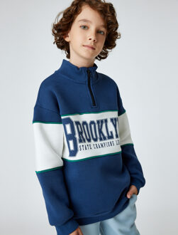 SWEATSHIRTS Rechte kraag Met kleurblokken Sweatshirt Navy
