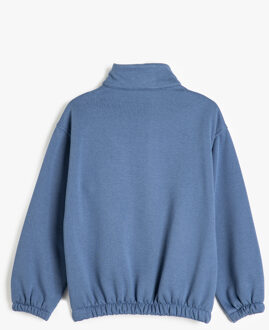 SWEATSHIRTS Rechte kraag Rits gedetailleerd Sweatshirt Blauw
