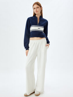 SWEATSHIRTS Rechte kraag Rits gedetailleerd Sweatshirt Navy