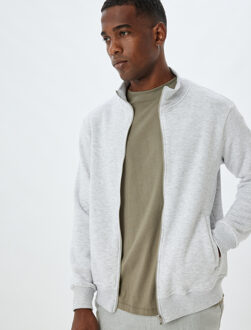 SWEATSHIRTS Rechte kraag-volledige ritssluiting Normaal Sweatshirt Grijs