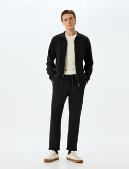 SWEATSHIRTS Rechte kraag-volledige ritssluiting Normaal Sweatshirt Zwart