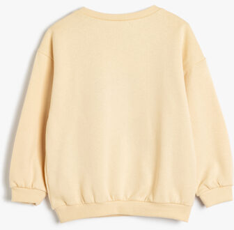 SWEATSHIRTS Ronde kraag geborduurd Sweatshirt Beige