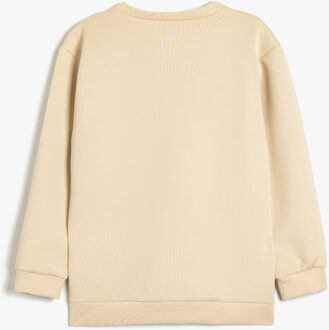 SWEATSHIRTS Ronde kraag Met drukwerk Sweatshirt Beige