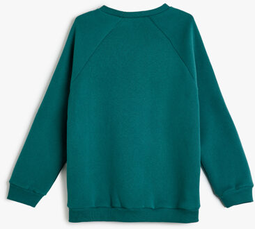 SWEATSHIRTS Ronde kraag Met drukwerk Sweatshirt Groen