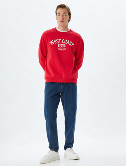 SWEATSHIRTS Ronde kraag Met drukwerk Sweatshirt Rood