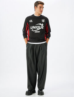 SWEATSHIRTS Ronde kraag Met drukwerk Sweatshirt Zwart