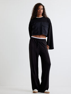 SWEATSHIRTS Ronde kraag Met gebruik van twee verschillende stoffen Sweatshirt Zwart