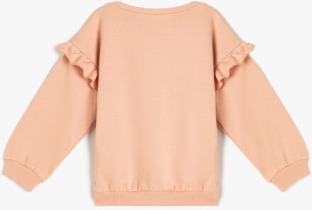 SWEATSHIRTS Ronde kraag Ruches Gedetailleerd Sweatshirt Roze