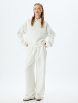 SWEATSHIRTS Ronde kraag Stiksel detail Sweatshirt Ecru