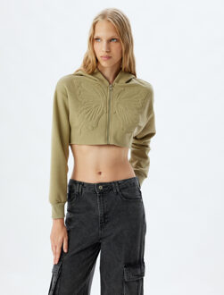 SWEATSHIRTS Volledige ritssluiting met capuchon geborduurd Sweatshirt Kaki